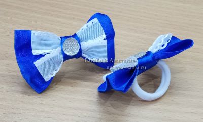 МК - Бантик из атласной ленты Двойной, двухъярусный, 25 МК - Бантик из атласной ленты Двойной, двухъярусный, 25