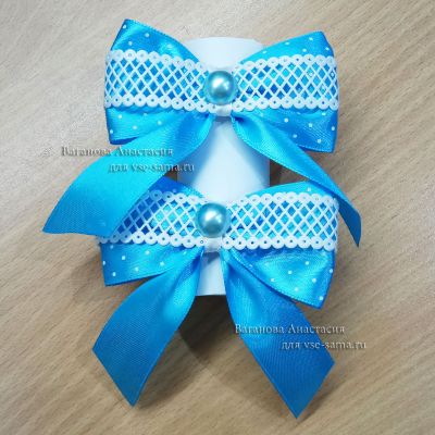 МК - Бантик из атласной ленты Двойной, двухъярусный, 30 МК - Бантик из атласной ленты Двойной, двухъярусный, 30