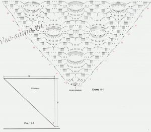 Схемы и выкройка для вязания белого платка Схемы и выкройка для вязания белого платка