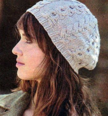 Берет с узором из кос, фото Берет с узором из кос, фото