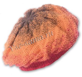 Яркий берет спицами, фото Яркий берет спицами, фото