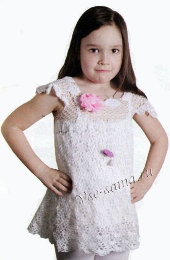 Ажурное платье крючком для девочки, фото Ажурное платье крючком для девочки, фото