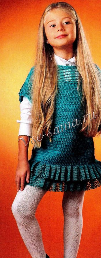 Бирюзовая туника для девочки, фото Бирюзовая туника для девочки, фото