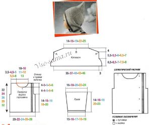Выкройка для вязания кофты Выкройка для вязания кофты