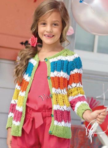 Кофточка с разноцветными полосками, фото Кофточка с разноцветными полосками, фото