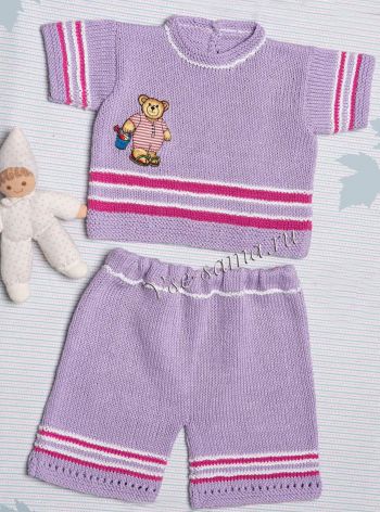 Лилово-розовый пуловер и штанишки, фото Лилово-розовый пуловер и штанишки, фото