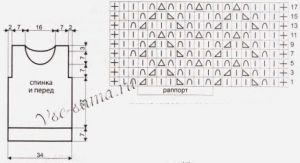 Схема и выкройка для вязания безрукавки