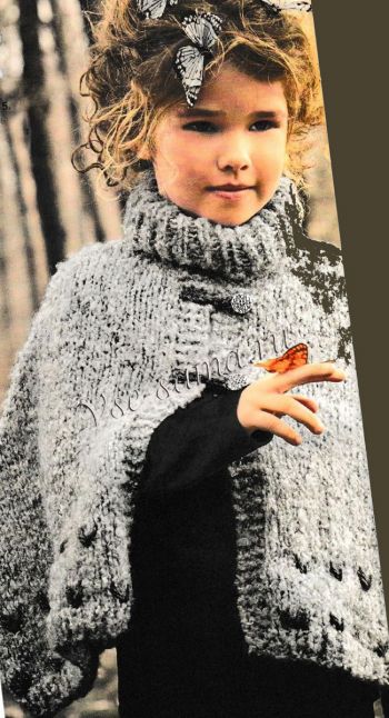 Пончо для девочки с высоким воротником, фото Пончо для девочки с высоким воротником, фото