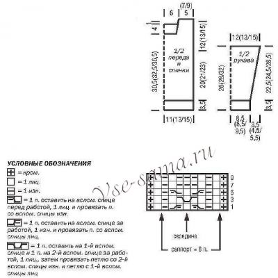 Схема и выкройка для вязания пуловера и хомута Схема и выкройка для вязания пуловера и хомута