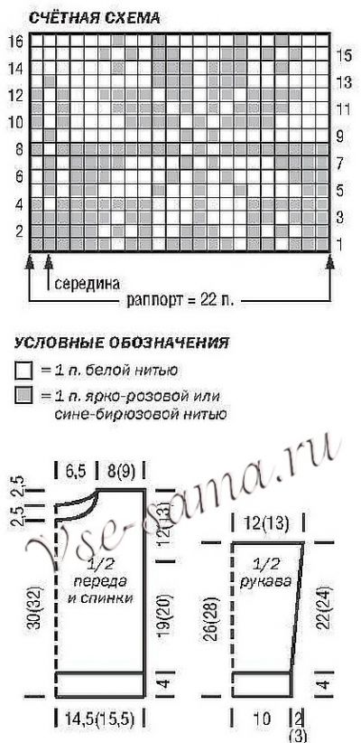 Схема и выкройка для вязания узора Схема и выкройка для вязания узора