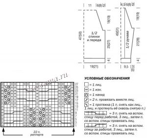 Схема и выкройка для вязания пуловера для девочки Схема и выкройка для вязания пуловера для девочки