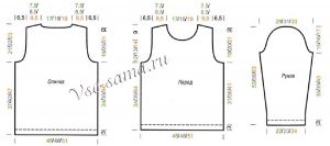 Выкройка для вязания пуловера Выкройка для вязания пуловера