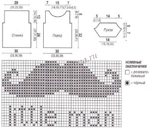 Схема и выкройка для вязания пуловера с усами Схема и выкройка для вязания пуловера с усами