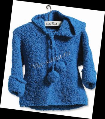 Пуловер синий с капюшоном, фото Пуловер синий с капюшоном, фото