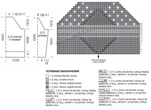 Схема и выкройка для вязания пуловера Схема и выкройка для вязания пуловера