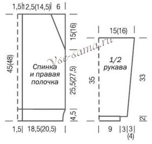 Выкройка для вязания жакета Выкройка для вязания жакета