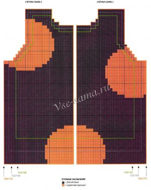 Схемы 2 и 3 для вязания жакета с кругами