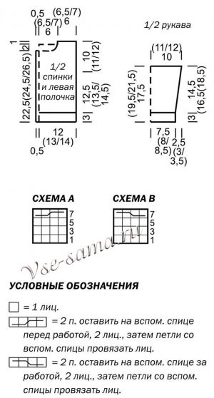 Схемы и выкройка для вязания жакета и шапочки Схемы и выкройка для вязания жакета и шапочки
