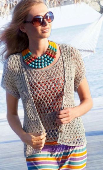 Ажурная двойка - жакет и топ, фото Ажурная двойка - жакет и топ, фото