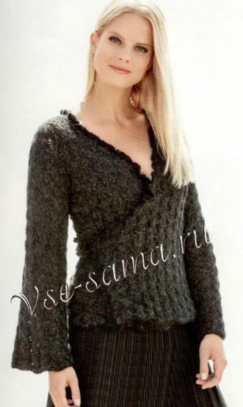 Ажурный женский жакет с запахом Ажурный женский жакет с запахом, фото