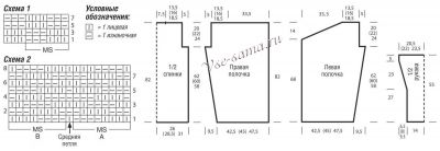 Схемы и выкройка для вязания удлиненного жакета Схемы и выкройка для вязания удлиненного жакета