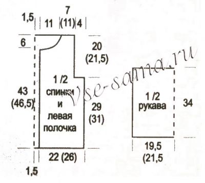 Выкройка для вязания жакета Выкройка для вязания жакета