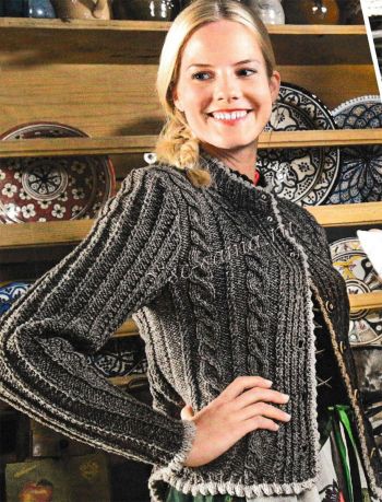 Серый женский жакет с косами, фото Серый женский жакет с косами, фото