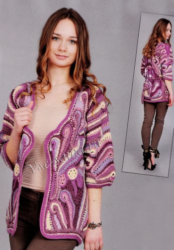 Сиреневый жакет в технике фри-форм, фото Сиреневый жакет в технике фри-форм, фото