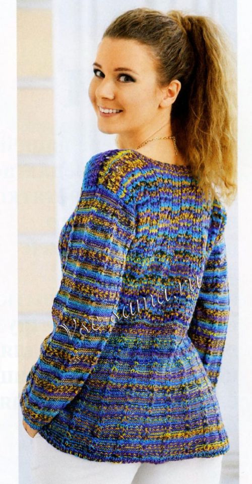 Туника в жёлто-фиолетово-голубых тонах, фото спинки Туника в жёлто-фиолетово-голубых тонах, фото спинки