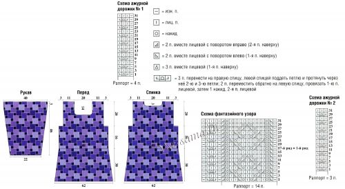Схема и выкройка для вязания туники Схема и выкройка для вязания туники