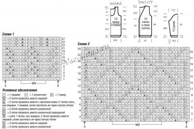 Схемы и выкройки для вязания топа и жакета Схемы и выкройки для вязания топа и жакета