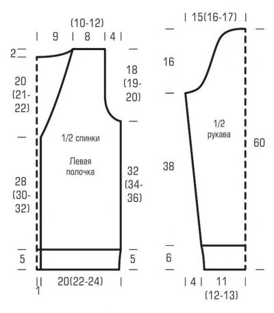 Выкройка для вязания жакета Выкройка для вязания жакета