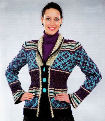 Жакет с шалевым воротником и жаккардовым узором, фото Жакет с шалевым воротником и жаккардовым узором, фото