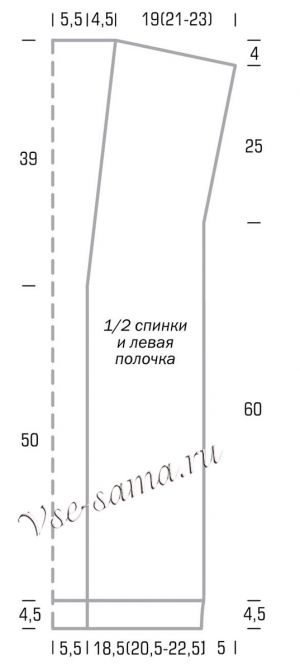 Выкройка для вязания жакета Выкройка для вязания жакета