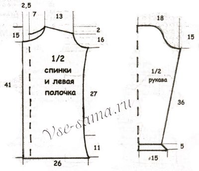 Выкройка для вязани жакета Выкройка для вязани жакета