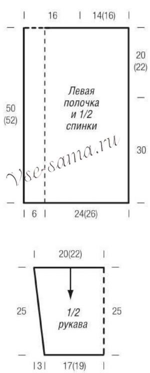 Выкройка для вязания жакета Выкройка для вязания жакета