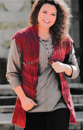 Красный жилет с узорчатой планкой, фото Красный жилет с узорчатой планкой, фото