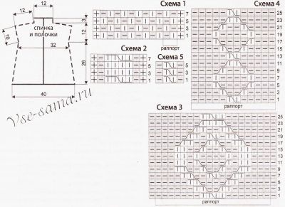 Схема и выкройка для вязания безрукавки Схема и выкройка для вязания безрукавки