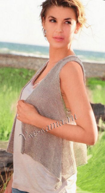 Светло-серый жилет спицами, фото Светло-серый жилет спицами, фото