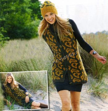 Жаккардовый жилет и шапка-бини, фото Жаккардовый жилет и шапка-бини, фото