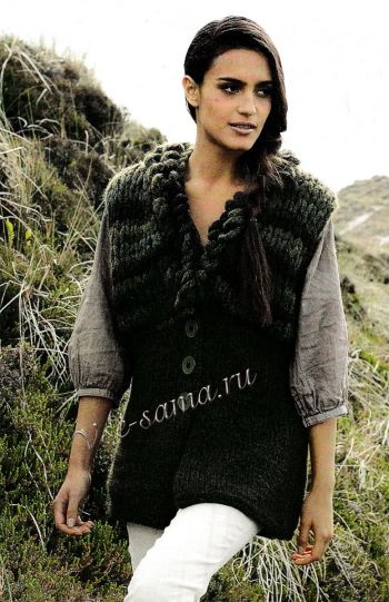 Жилет спицами - оттенки травы, фото Жилет спицами - оттенки травы, фото