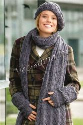 Темно-серый шарф и митенки Темно-серый шарф и митенки