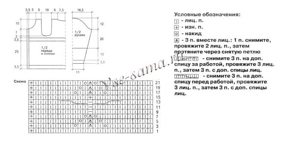 Схема вязания трехцветного жакета Схема вязания трехцветного жакета