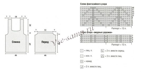 Схема вязания серой туники Схема вязания серой туники