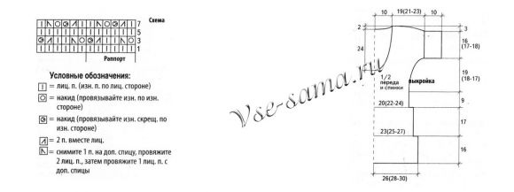 Схема вязания туники Схема вязания туники
