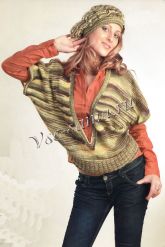 Безрукавка с V-образным вырезом и объемный берет Безрукавка с V-образным вырезом и объемный берет