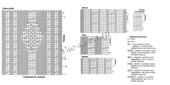 Схема вязания юбки, шапочки, митенок и гетров Схема вязания юбки, шапочки, митенок и гетров