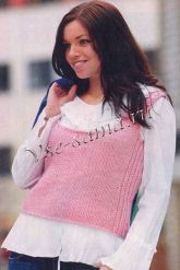 Розовый жилет из толстой пряжи Розовый жилет из толстой пряжи