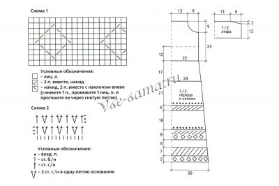 Схема вязания длинного льняного сарафана Схема вязания длинного льняного сарафана