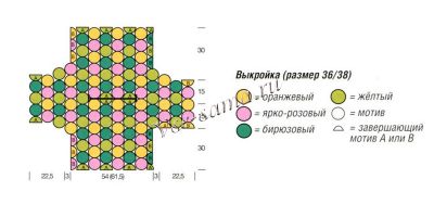 Схема вязания пуловера из мотивов и сумочки Схема вязания пуловера из мотивов и сумочки